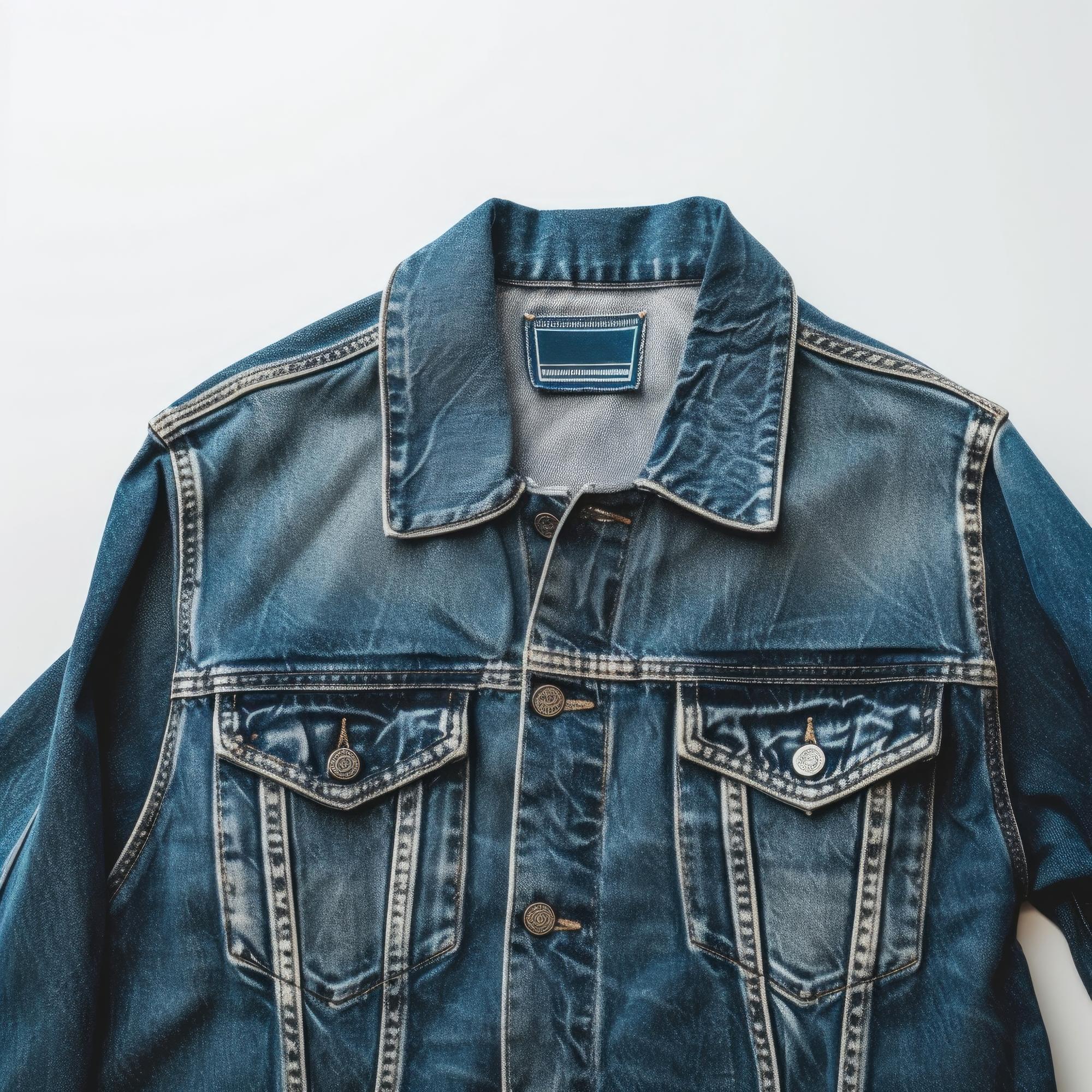 large embroidered patch on denim jacket